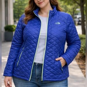 The North Face Quilted Jacket Blue Green Lightweight Puffer Zip Women’s XL Coat